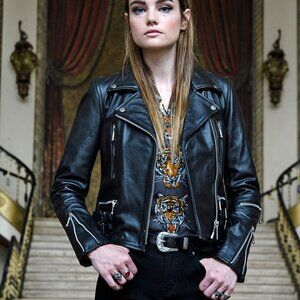 Straight To Hell Black Leather Defector Moto Jacket